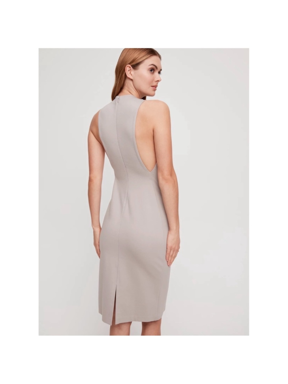 NWT Babaton Matheson Mock Neck Pencil Dress Bodycon Concrete Grey - Picture 2 of 8